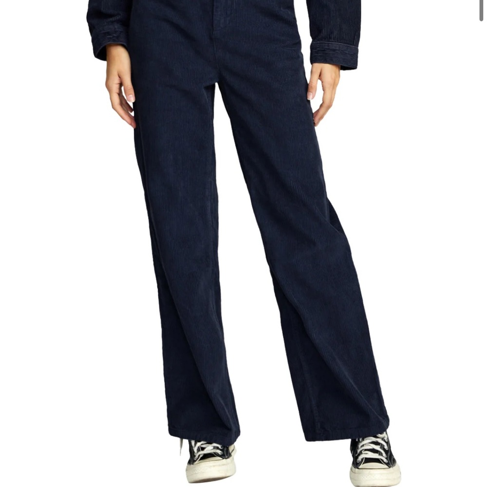 RVCA Dark Blue Wide Leg Corduroy Pants